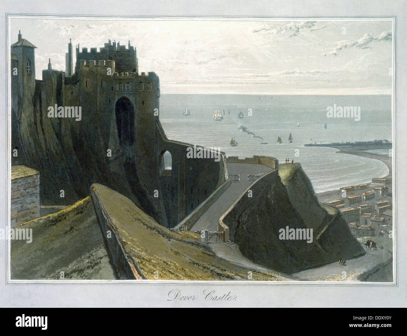 "Oltre il castello', Kent, 1823. Artista: William Daniell Foto Stock