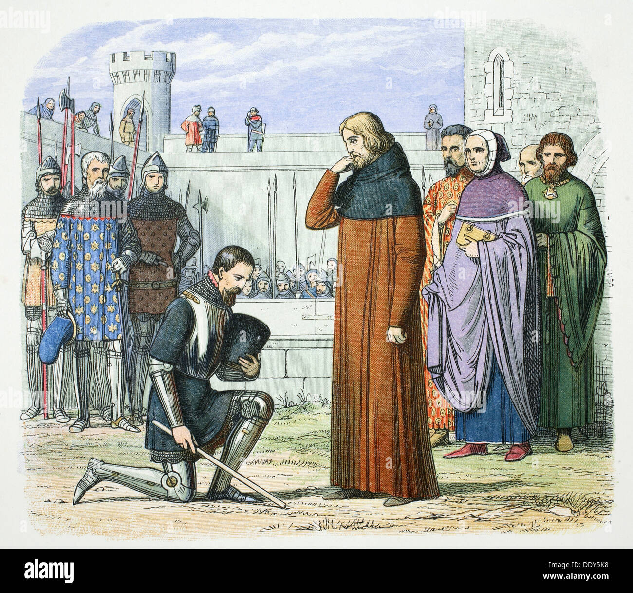 Henry Bolingbroke impegnativo il trono di Richard II d'Inghilterra, Selce, Galles, 1399 (1864). Artista: James William Edmund Doyle Foto Stock