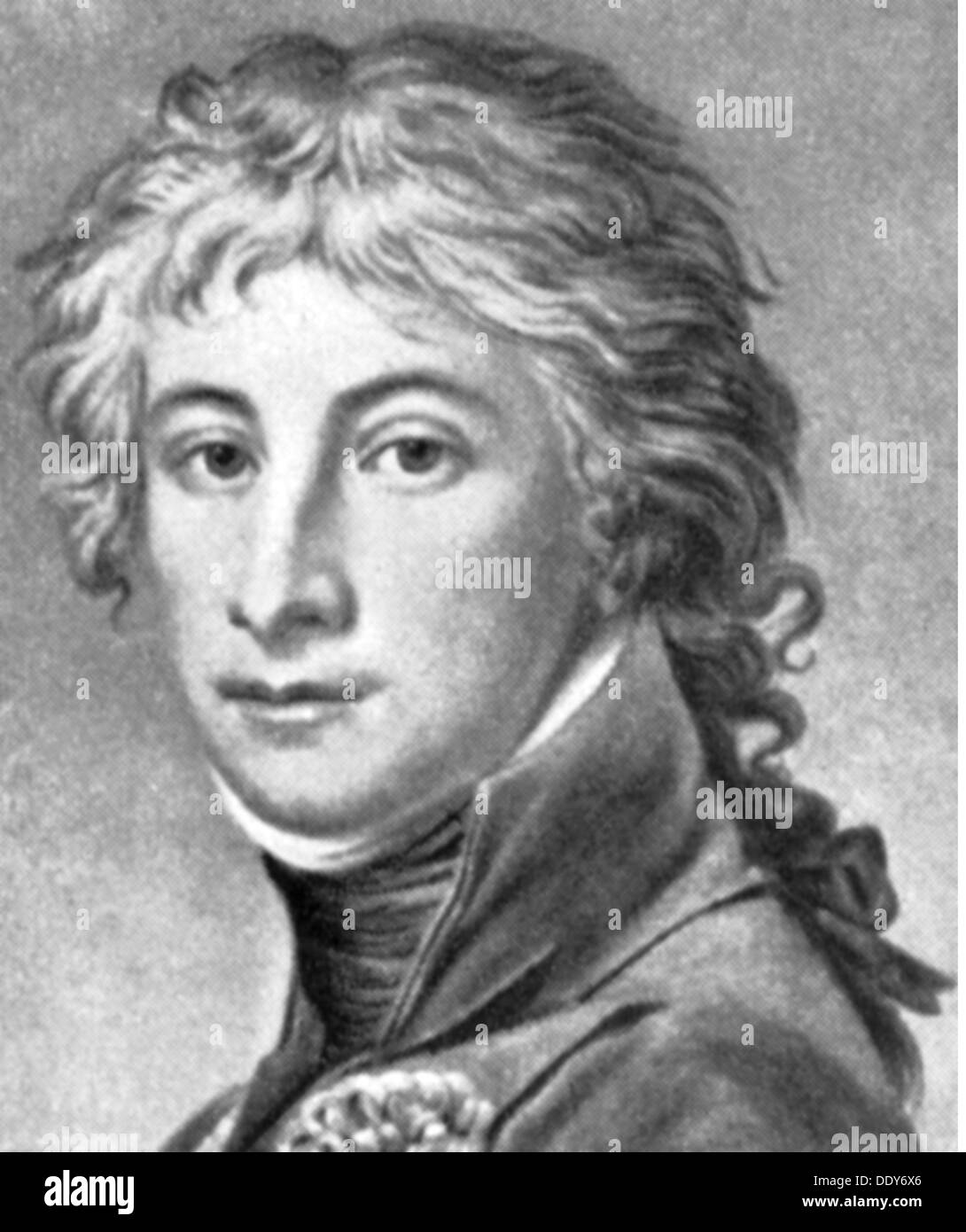 Louis Ferdinand, 18.11.1772 - 10.10.1806, principe di Prussia, generale prussiano, ritratto, disegno, da: Grosser Brockhaus, circa 1900, Foto Stock