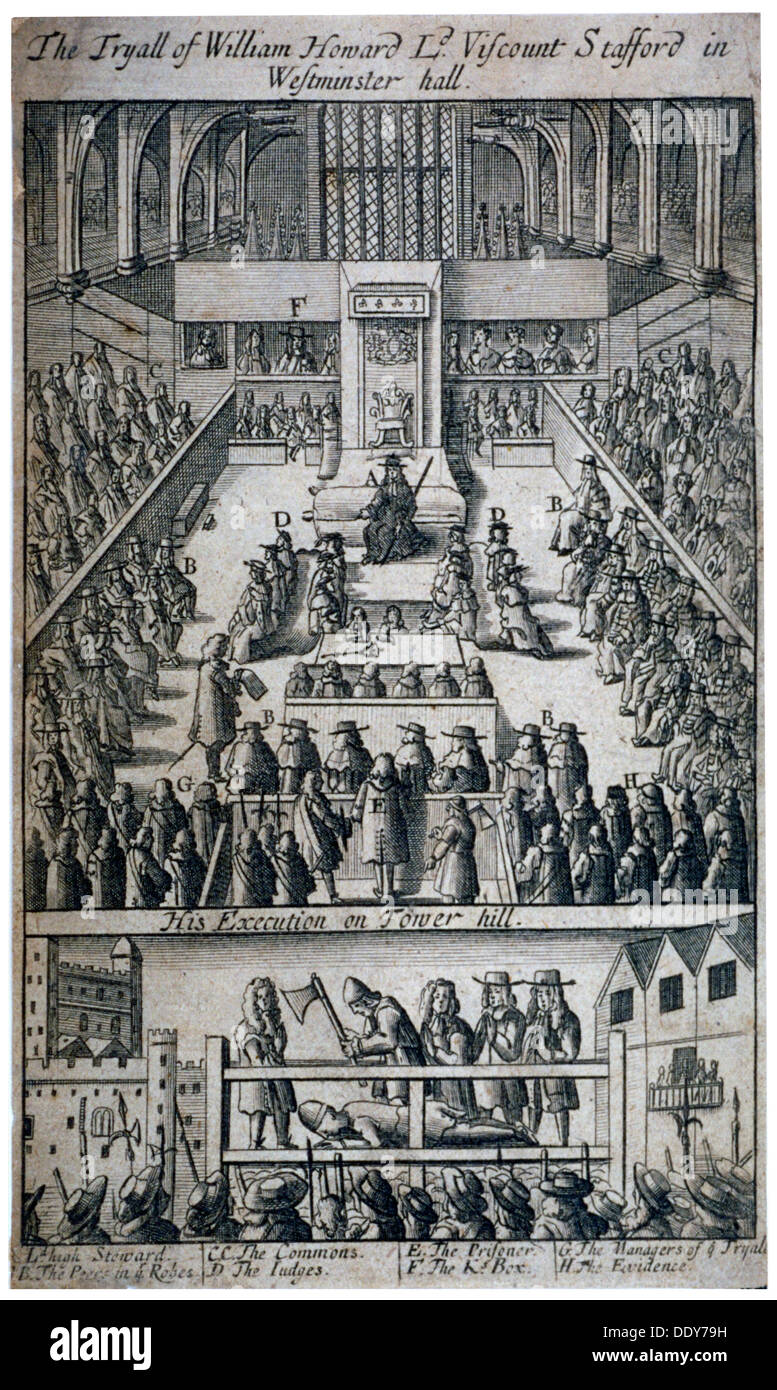 Prova e esecuzione del Visconte Stafford, Londra, 1680. Artista: Anon Foto Stock