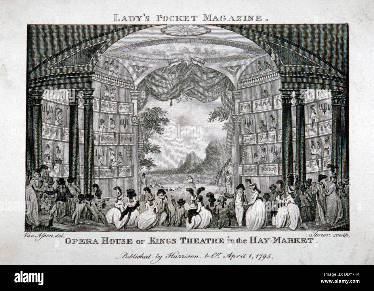 Vista interna del King's theatre, Haymarket, Londra, 1795. Artista: James Sargant ammassatore Foto Stock
