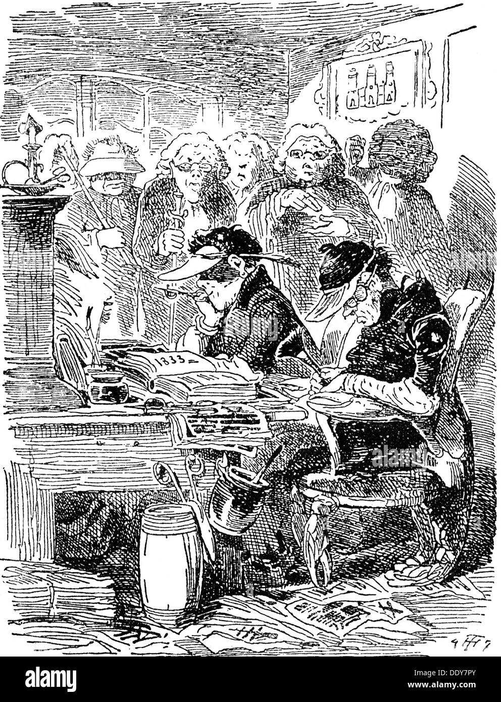 Politica, censura, caricatura, 'i censori di Amburgo', disegno di Theodor Hosemann, 1847, diritti aggiuntivi-clearences-not available Foto Stock