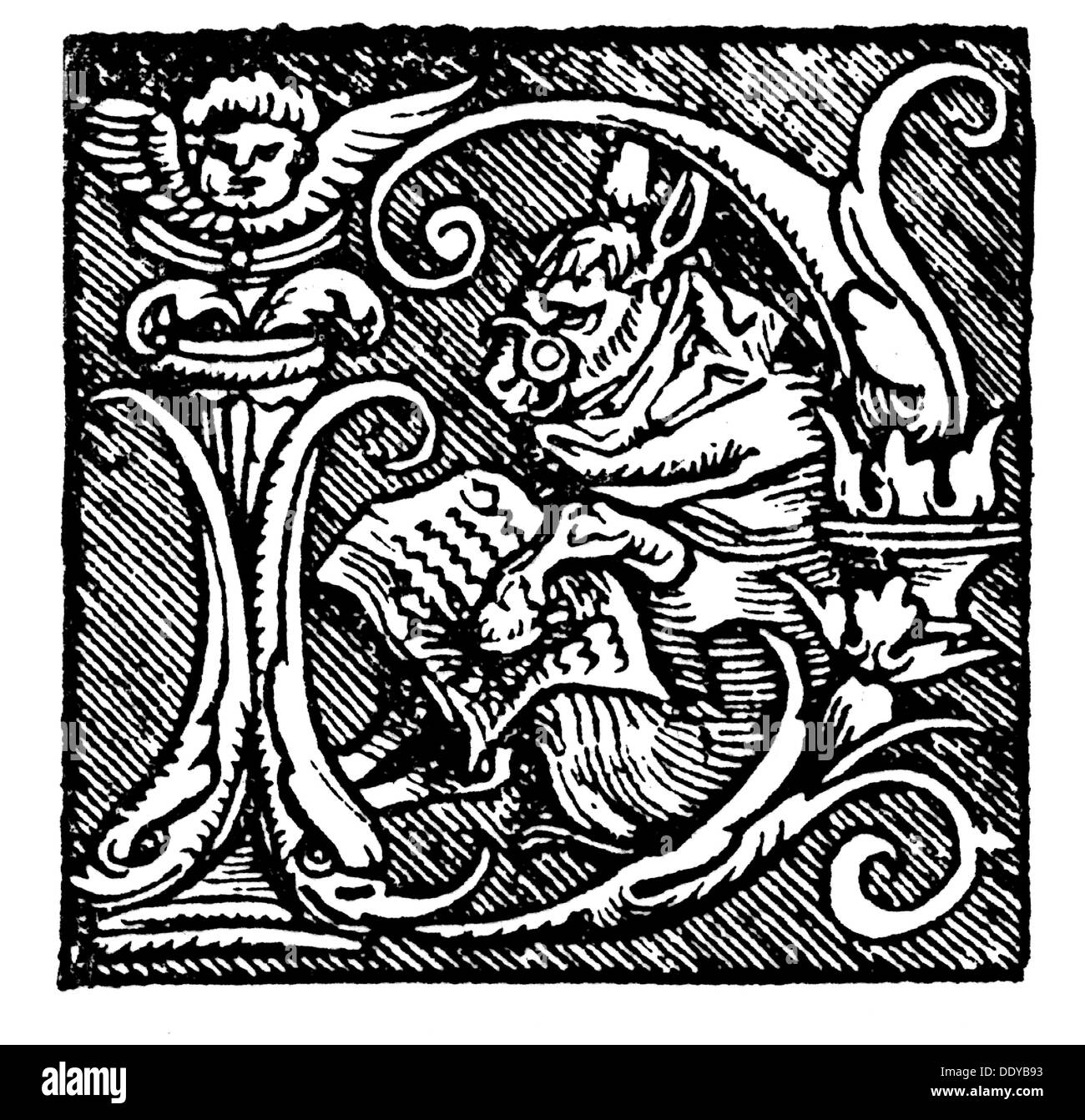 Lutero, Martin, 10.11.1483 - 18.2.1546, riformatore tedesco, opere, 'Zwo predigt vom Zorn' (Due sermoni sull'ira), iniziale, stampa: Joseph Klug, Wittenberg, 1536, Foto Stock