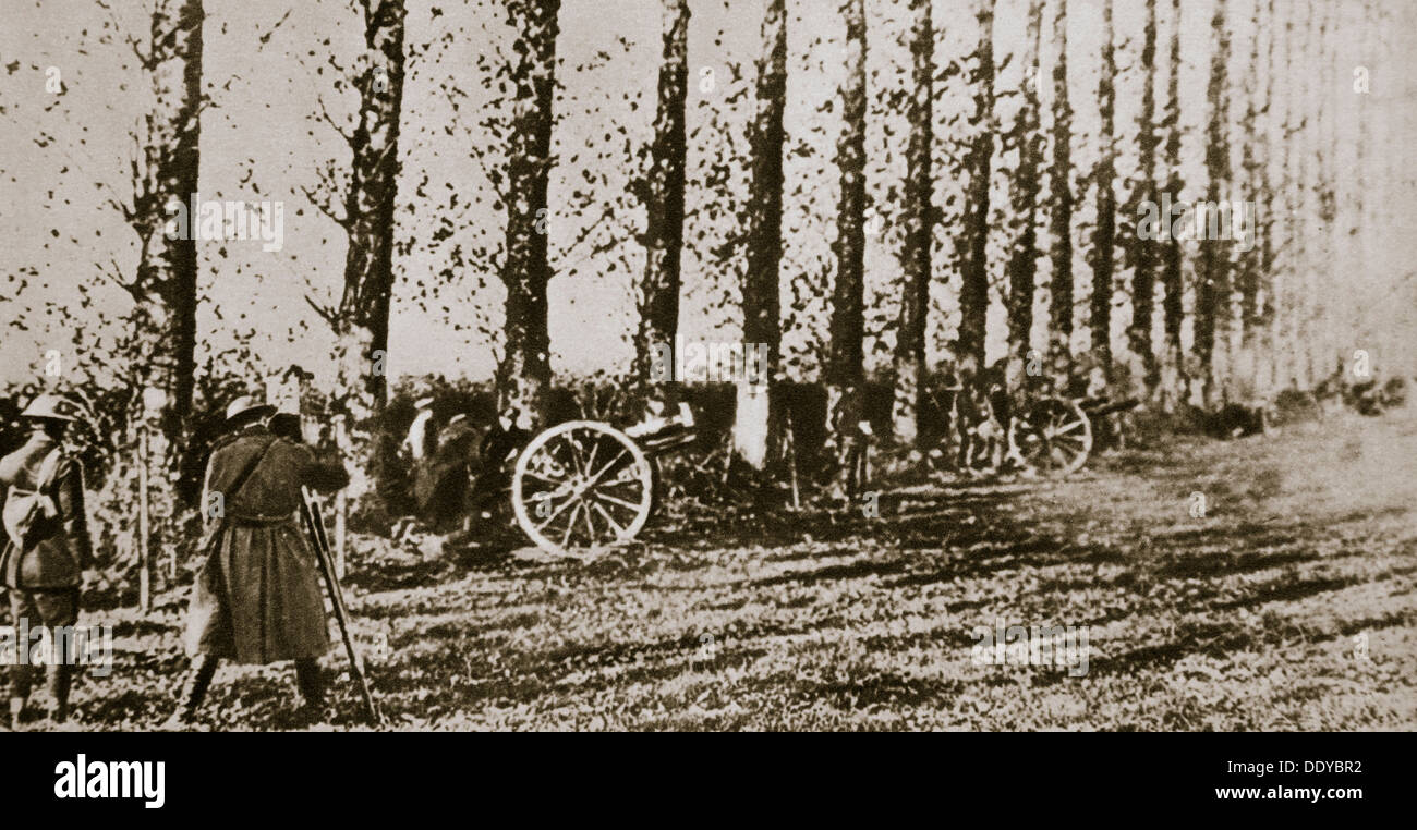 Catturare l'ultimo colpo sparato prima dell'Armistizio, guerra mondiale I, 11 novembre 1918. Artista: sconosciuto Foto Stock