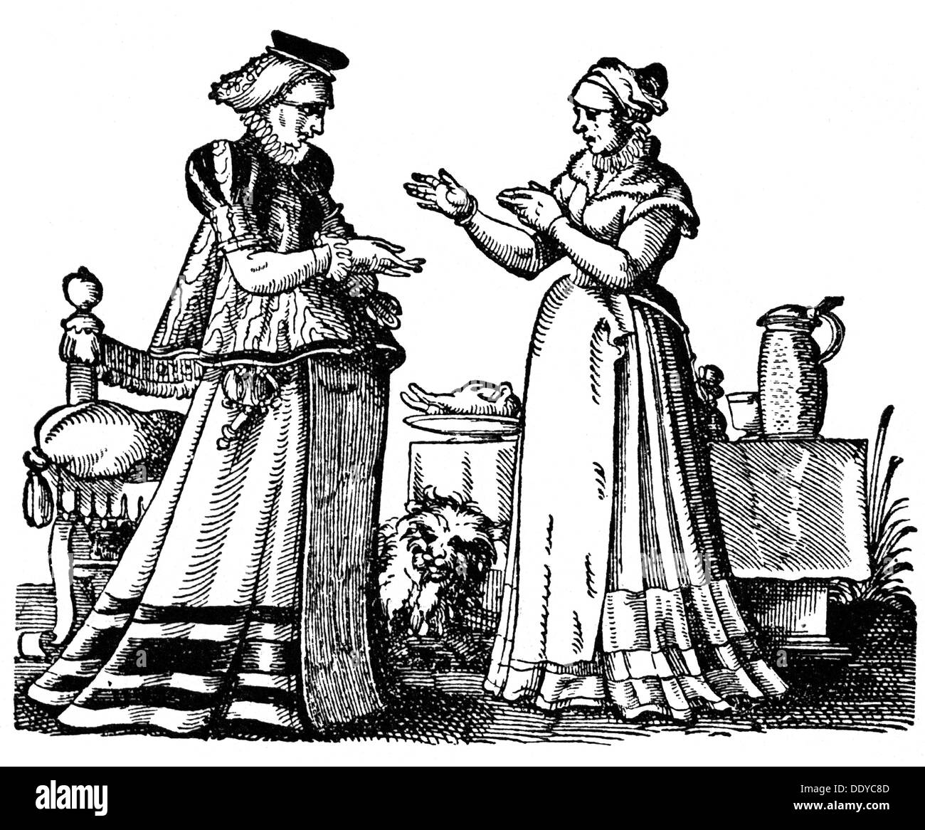 Medicina, nascita / ginecologia, donna incinta e ostetrica, taglio di legno di Jost Amman (1539 - 1591), su: Albertus Magnus (circa 1200 - 1280), 'Daraus man alle Heimlichkeit des weiblichen geschlechts erkennen kann', Francoforte, 1581, diritti aggiuntivi-clearences-not available Foto Stock