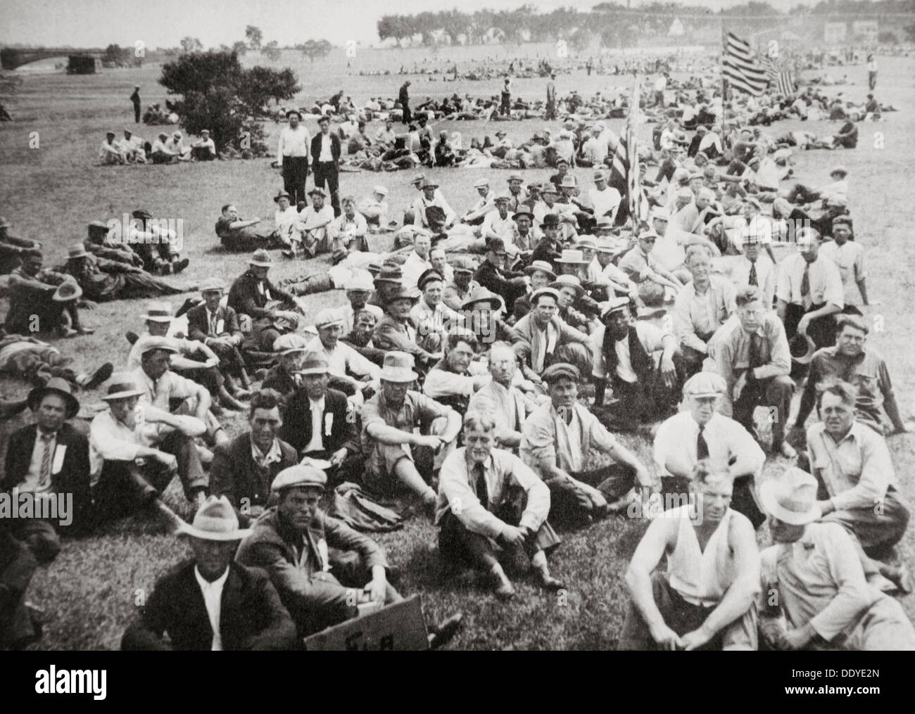 'Bonus Army in Anacostia Park, Washington DC, USA, Grande Depressione, 1932. Artista: sconosciuto Foto Stock