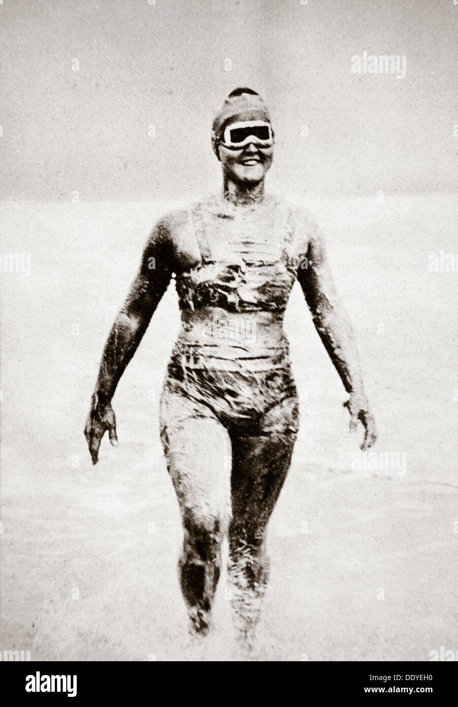 Gertrude Ederle, American nuotatore, 1926. Artista: sconosciuto Foto Stock
