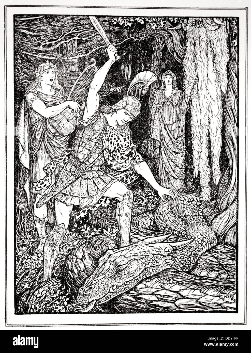 'Come il serpente che custodiva il Vello d'oro fu ucciso", 1926. Artista: Henry Ford giustizia Foto Stock