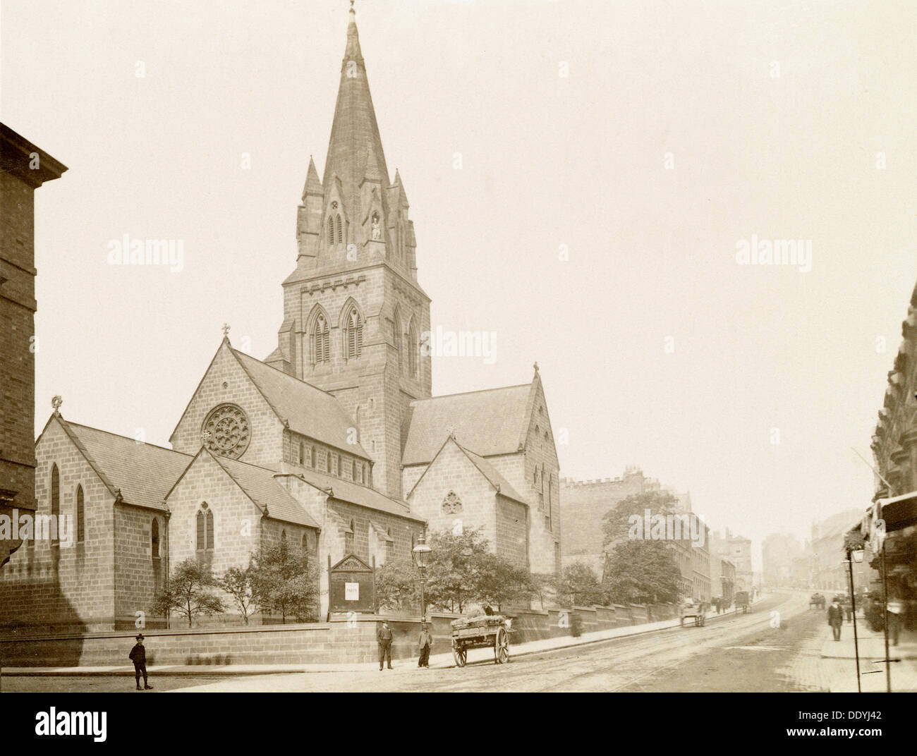 San Barnaba cattedrale, Derby Road, Nottingham, Nottinghamshire, c1870-1880. Artista: sconosciuto Foto Stock