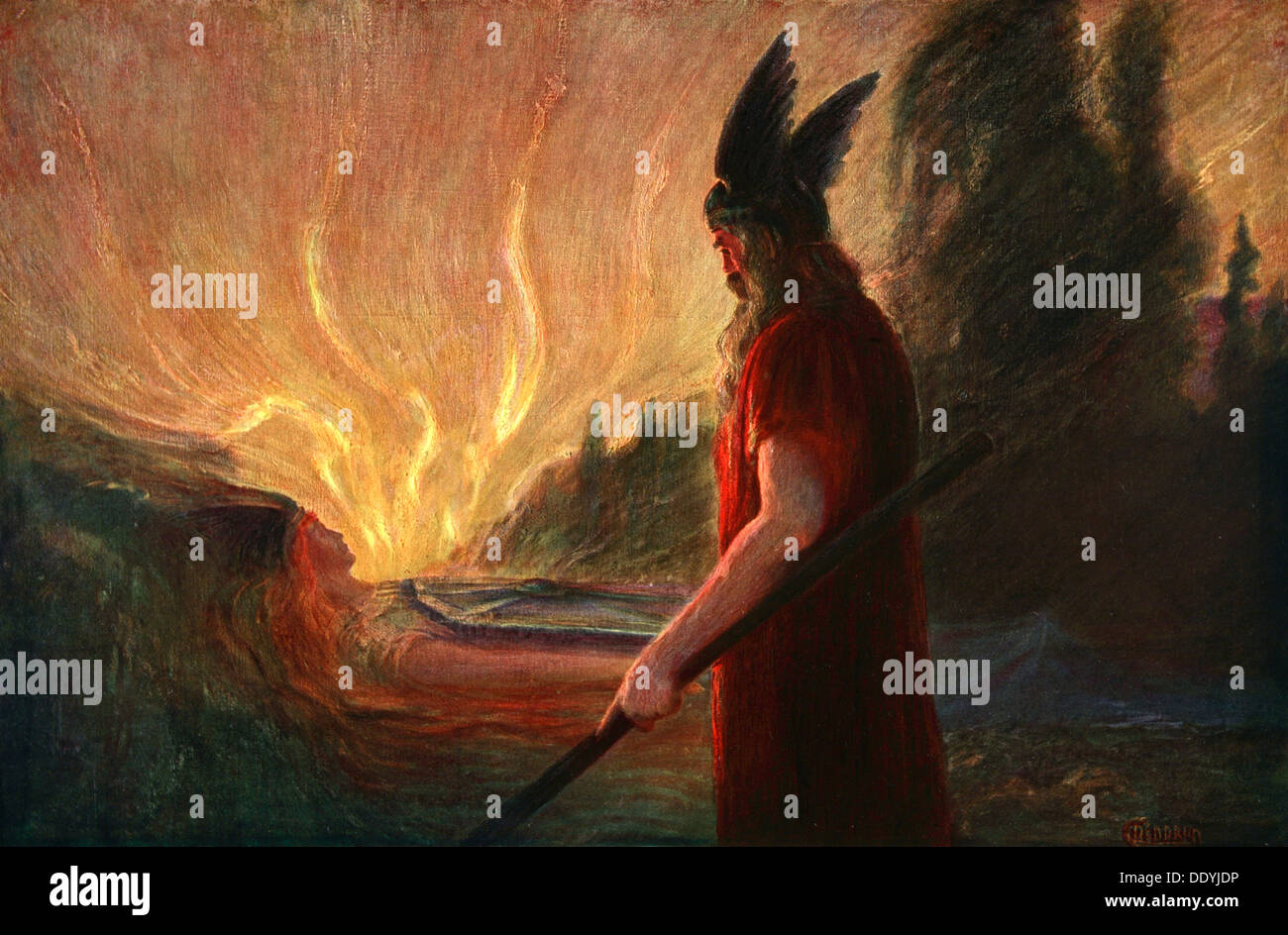 "Come le fiamme salire, Wotan foglie", 1906. Artista: sconosciuto Foto Stock