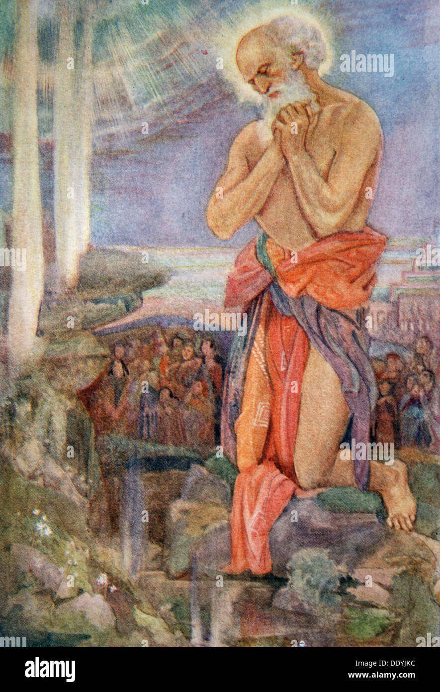 "Elia prevalente su i sacerdoti di Baal', 1916. Artista: Evelyn Paolo Foto Stock