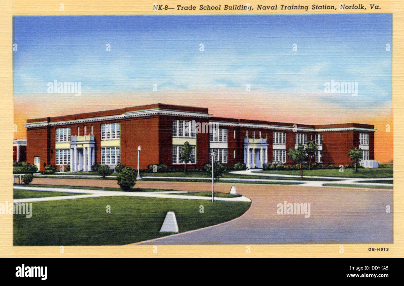 Scuola di commercio edificio, Naval Training Station, Norfolk, Virginia, Stati Uniti d'America, 1940. Artista: sconosciuto Foto Stock