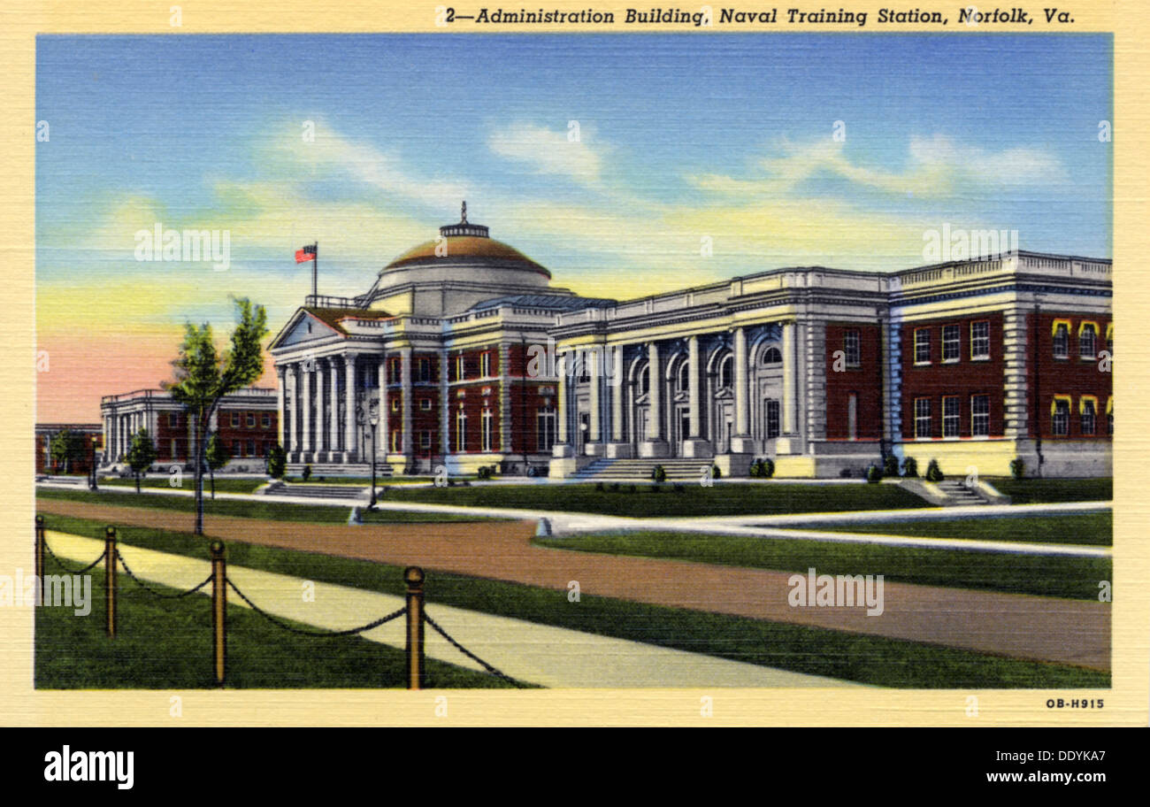 Amministrazione Edificio, Naval Training Station, Norfolk, Virginia, Stati Uniti d'America, 1940. Artista: sconosciuto Foto Stock
