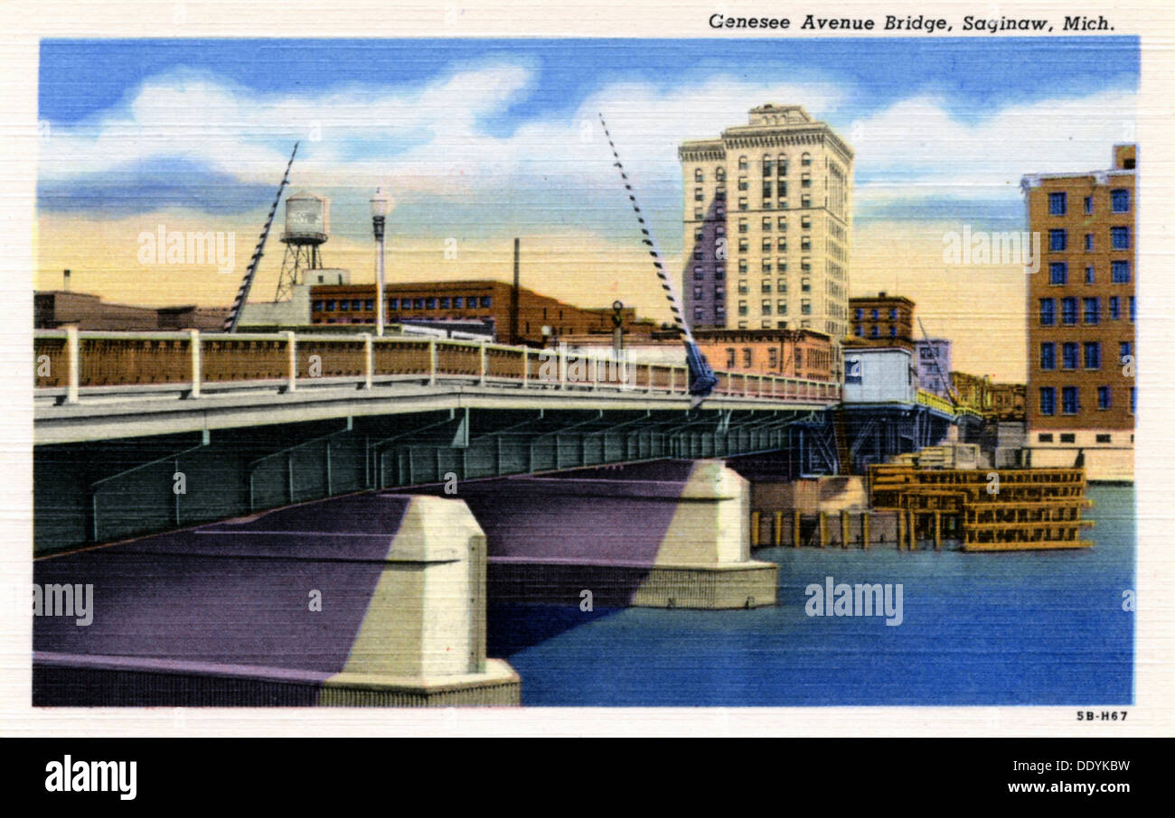 Genesee Avenue Bridge, Saginaw, Michigan, Stati Uniti d'America, 1945. Artista: sconosciuto Foto Stock