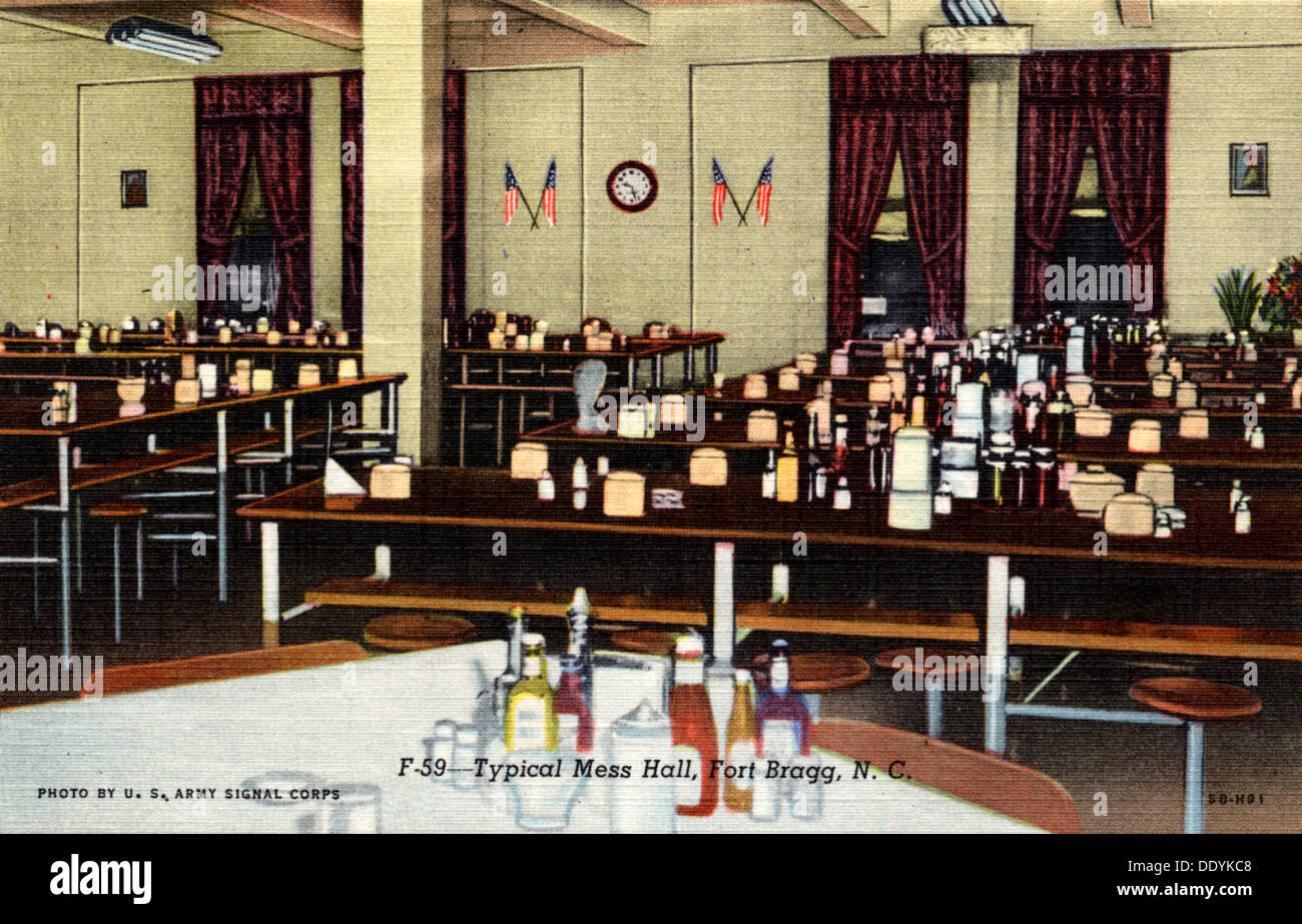 Tipica sala mensa, Fort Bragg, North Carolina, Stati Uniti d'America, 1945. Artista: US Army Signal Corps Foto Stock