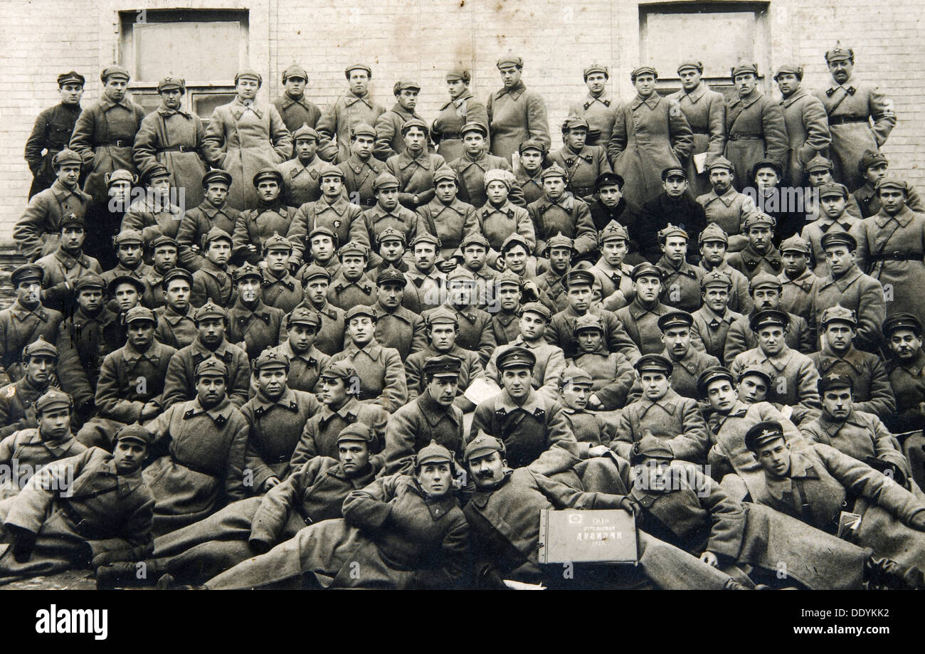 Rosso soldati dell esercito del 99th divisione di fanteria, URSS, 1928. Artista: sconosciuto Foto Stock