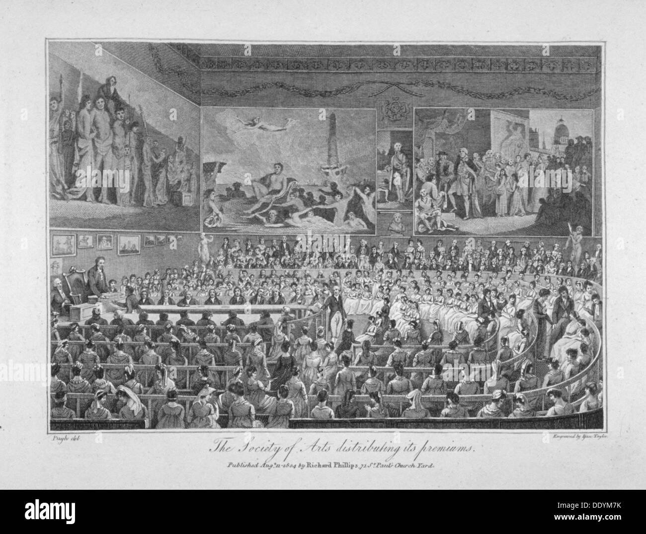 Interno della Società delle Arti edificio, John Adam Street, Westminster, Londra, 1804. Artista: Isaac Taylor Foto Stock