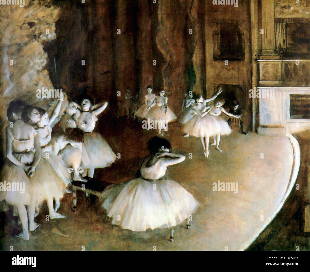 "Prove di balletto in scena", 1874. Artista: Edgar Degas Foto Stock