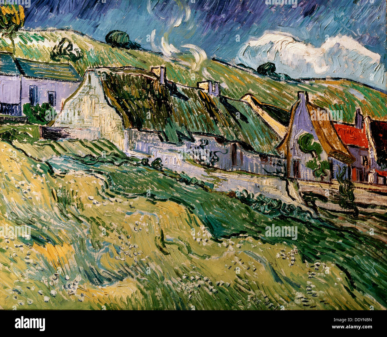 "Cottage con il tetto di paglia a Cordeville', 1890. Artista: Vincent van Gogh Foto Stock