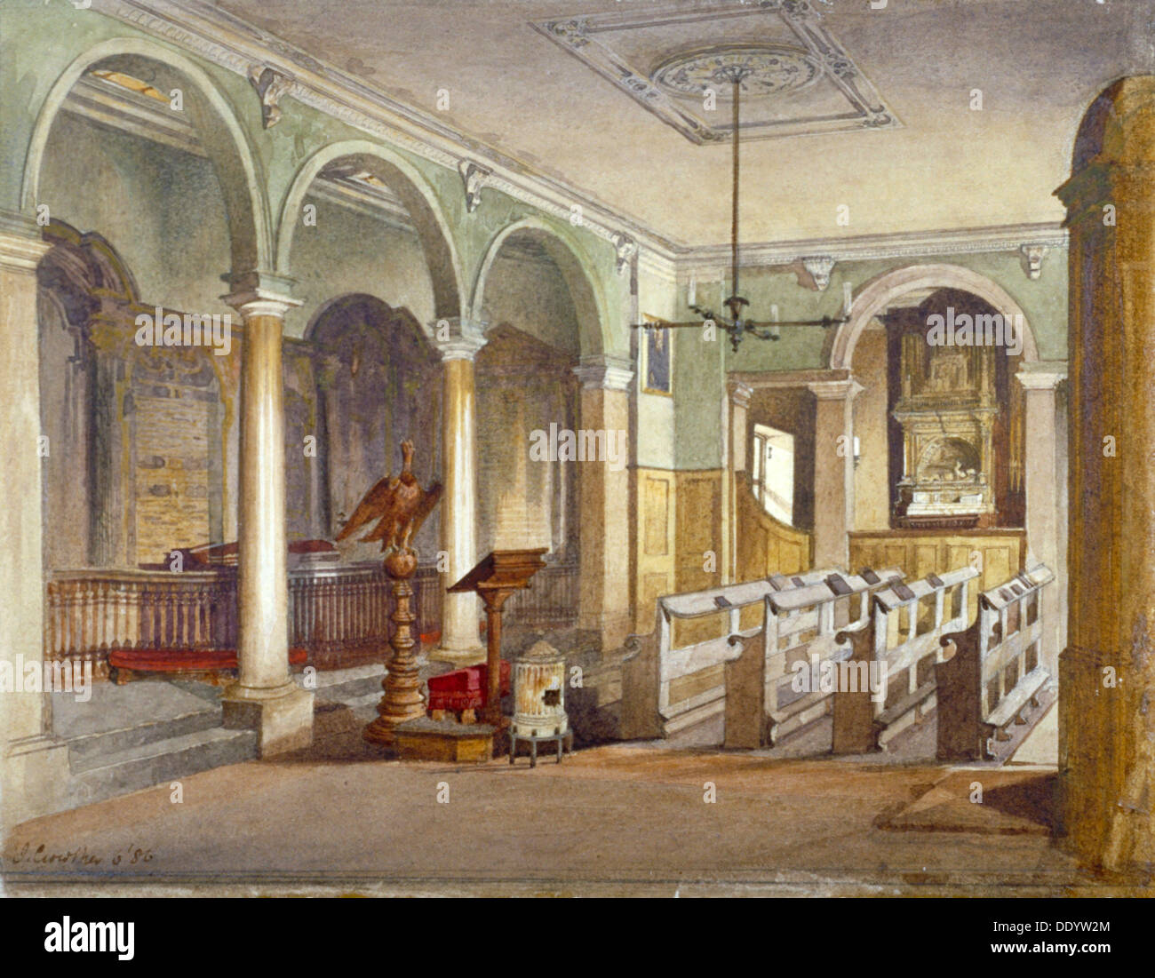 Interno della Cappella a Emanuel Hospital gli ospizi di carità, Buckingham Gate, Westminster, Londra, 1886. Artista: John Crowther Foto Stock