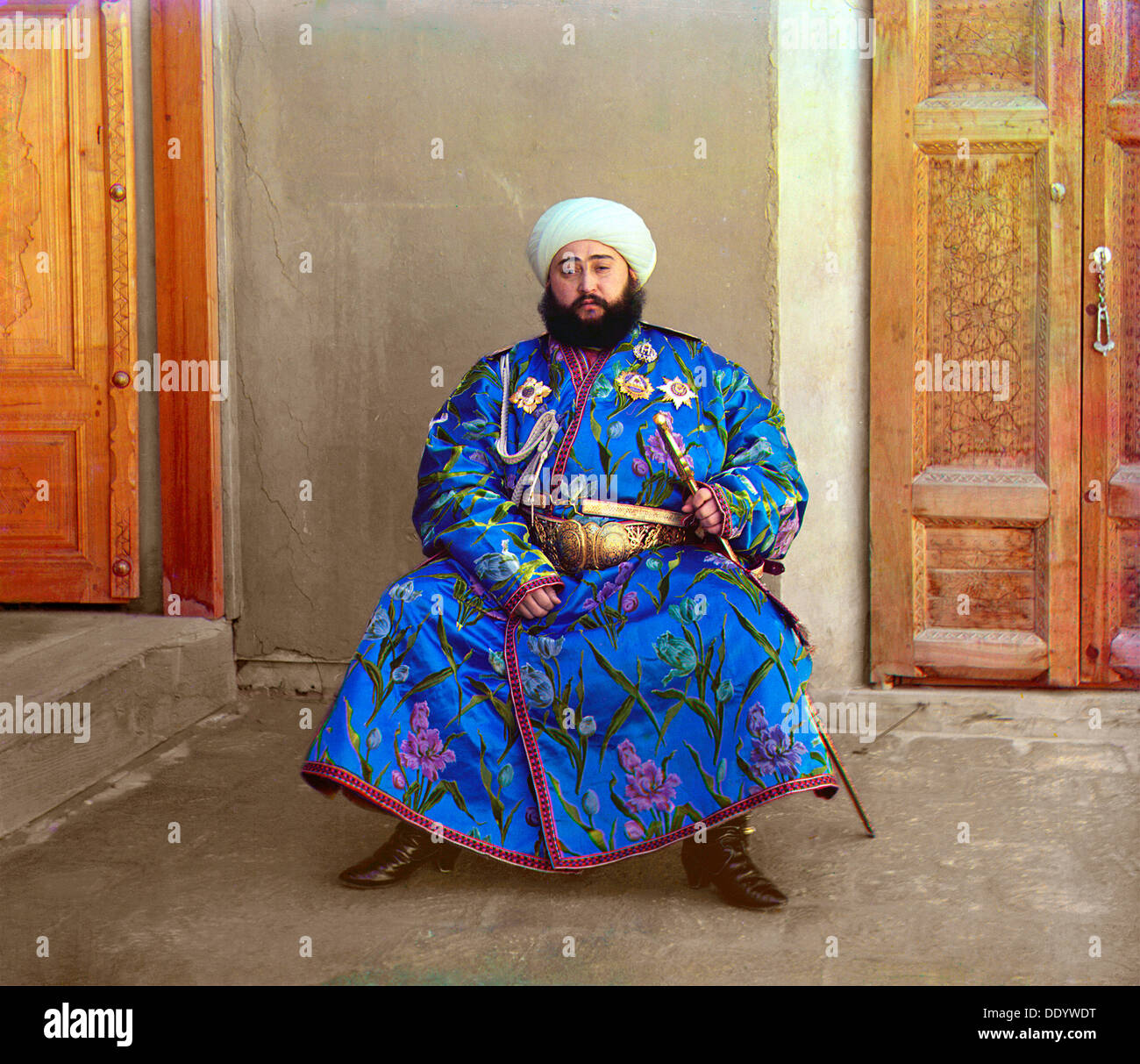 Mohammed Alim Khan, l'ultimo Emiro di Bukhara, 1911. Artista: Sergey Mikhaylovich Prokudin-Gorsky Foto Stock