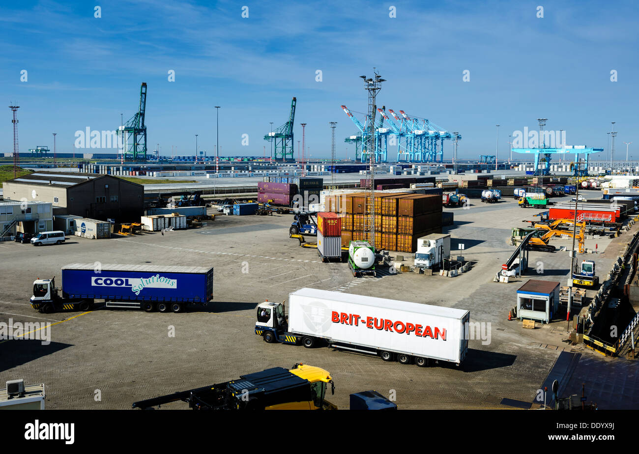 Vista generale dei docks a Zeebrugge, Belgio Foto Stock
