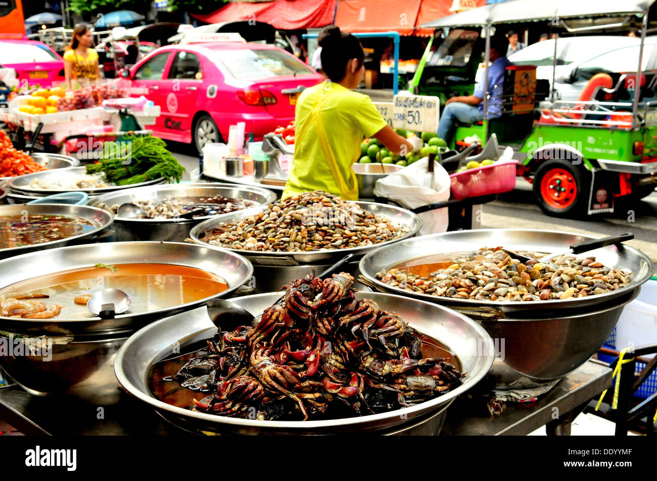 Cibo di strada a Bangkok Chinatown, Thailandia Foto Stock