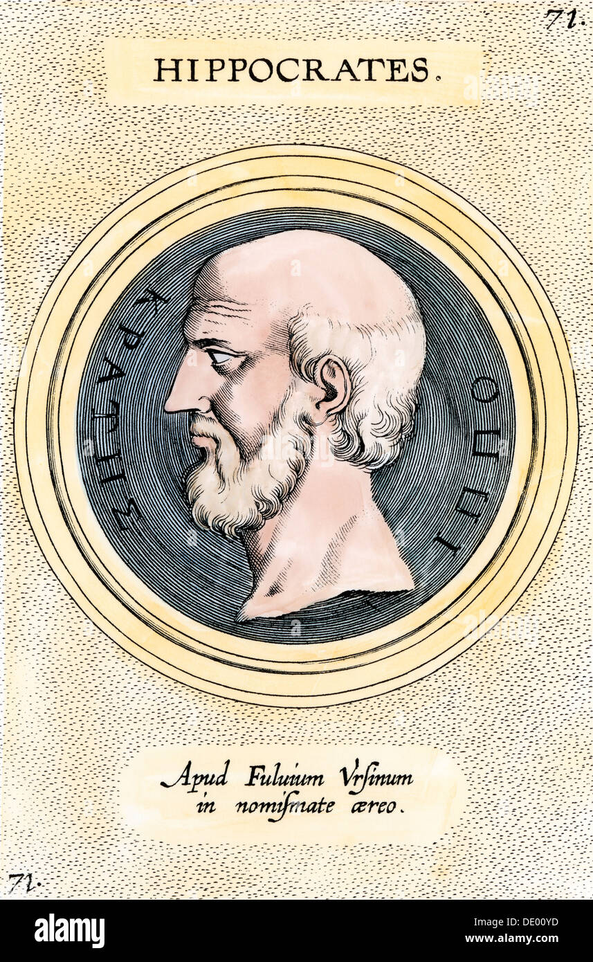 Medico greco Ippocrate. Colorate a mano l'attacco Foto Stock