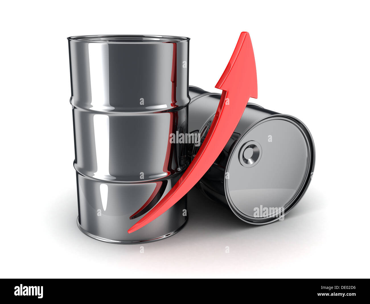 Petrolio, freccia verso l'alto (fatto in 3d, su sfondo bianco) Foto Stock