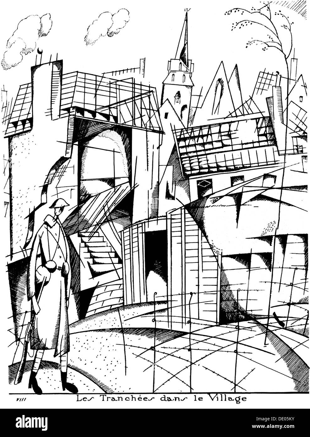 'Trincee nella campagna", 1916. Artista: Jean-Emile Laboreur Foto Stock