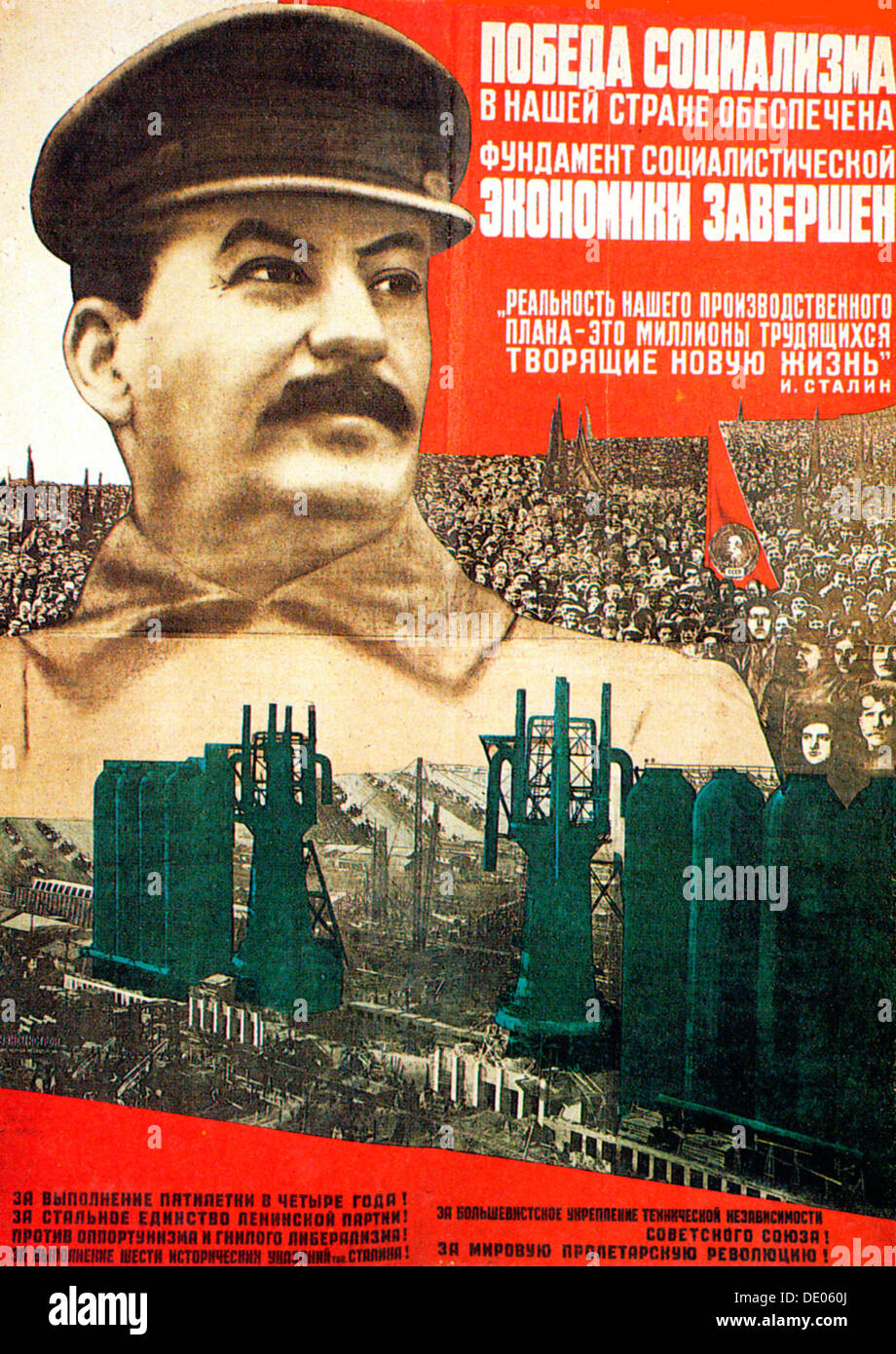 "La vittoria del socialismo in URSS è garantita", poster, 1932. Artista: Gustav Klutsis Foto Stock