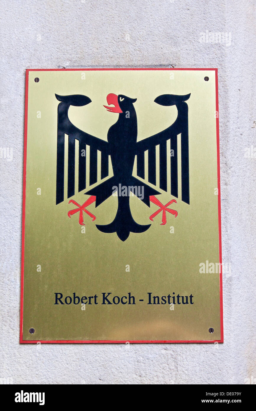 Segno, Robert-Koch-Institut, l'Istituto federale per la lotta contro le malattie infettive e malattie non trasmissibili a Berlino, una centrale Foto Stock