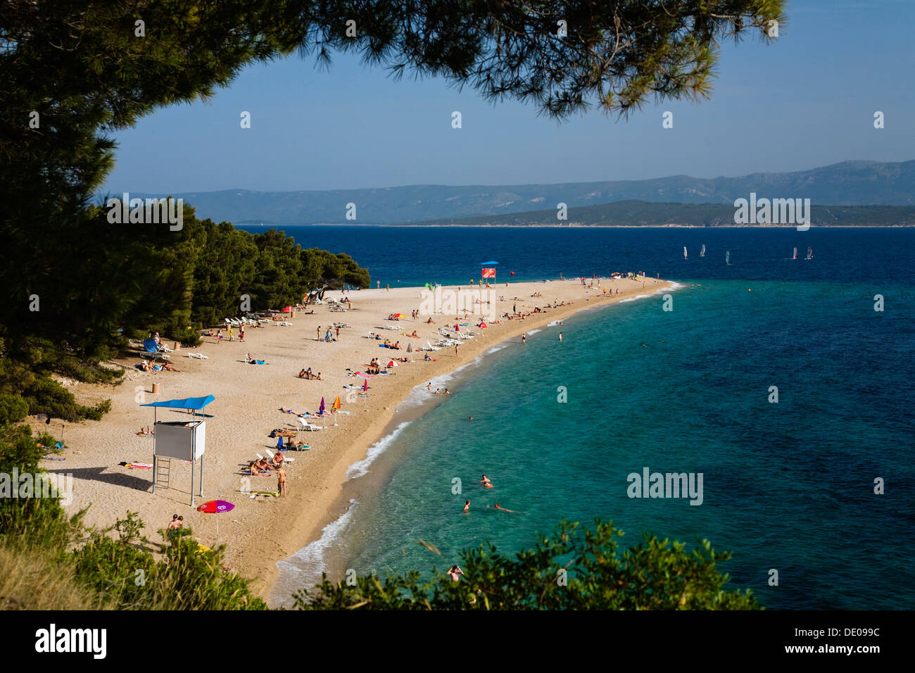 Spiaggia Zlatni Rat, Bol, Isola di Brac, Dalmazia, Croazia, Mare Adriatico, Mediterraneo, Europa Foto Stock