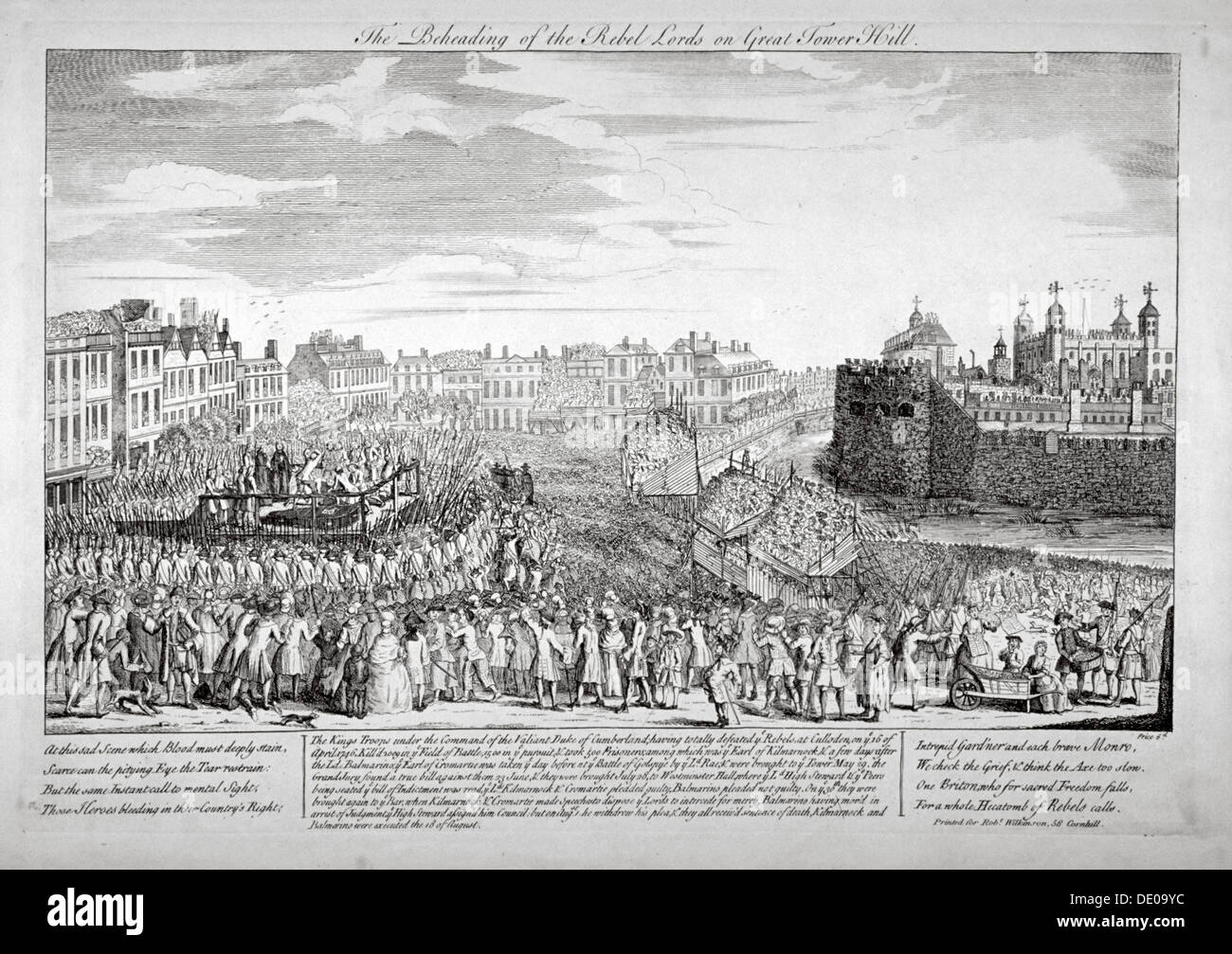 L esecuzione di Tower Hill, Londra, 1746. Artista: Anon Foto Stock