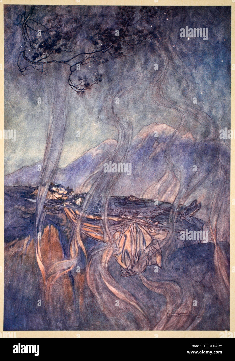 " Il sonno di Brunnhilde', 1910. Artista: Arthur Rackham Foto Stock