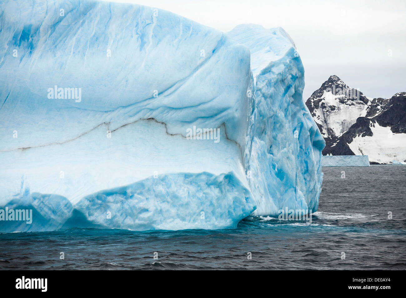 Blu iceberg off Laurie Island, Washington stretto, Orcadi del Sud, Oceano Meridionale, Antartide Foto Stock