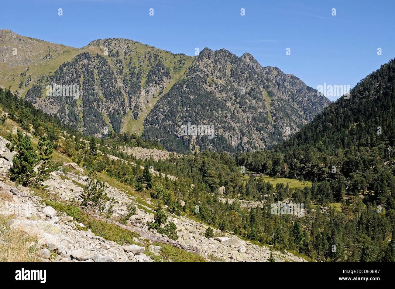 Paesaggio di montagna vicino al lago Lac de Gaube, Cauterets, regione Midi-Pyrénées, Pirenei, parco nazionale Foto Stock