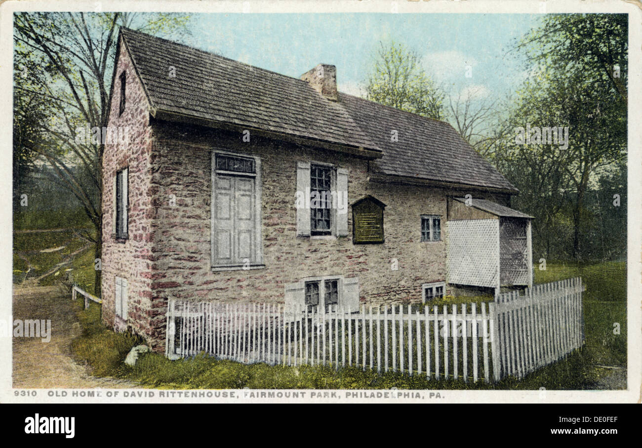 Vecchia casa di David Rittenhouse, Fairmount Park, Philadelphia, Pennsylvania, USA, 1905. Artista: sconosciuto Foto Stock