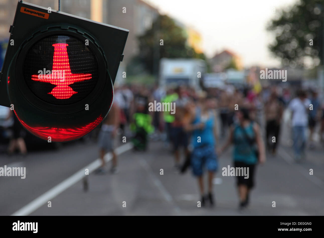 Fuckparade, una sottocultura annuale dimostrazione techno, Berlino Foto Stock