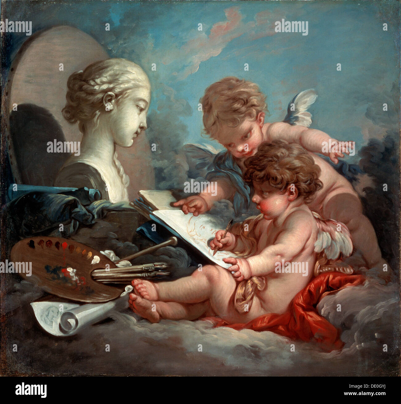 "Amorini' allegoria della pittura, 1760s. Artista: François Boucher Foto Stock