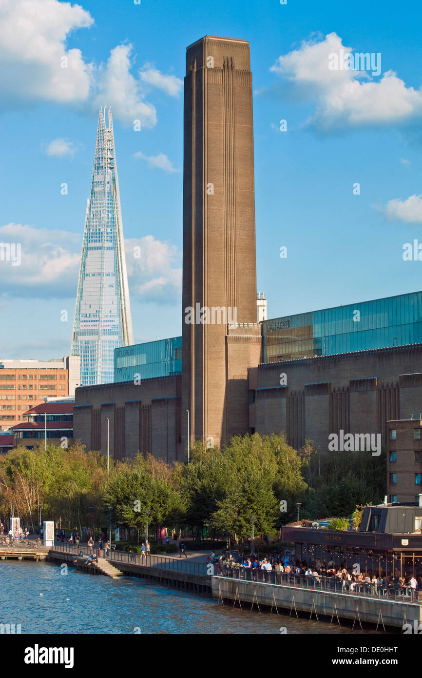 Galleria d'arte Tate Modern e la Shard, Londra, Inghilterra Foto Stock
