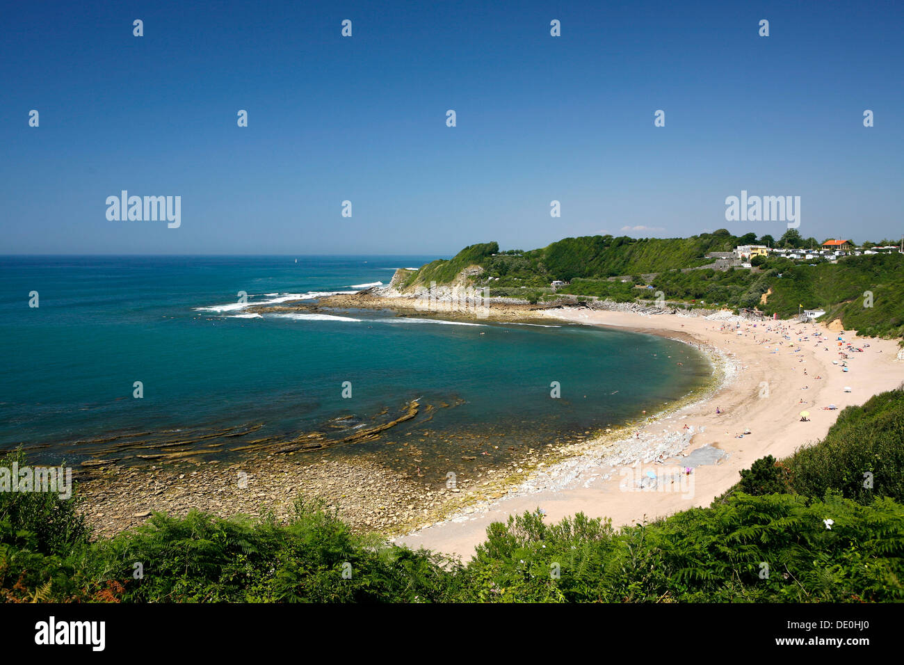 Spiaggia, costa atlantica vicino a Saint jean de luz, donibane lohizune in basco, regione Aquitania, dipartimento di Foto Stock