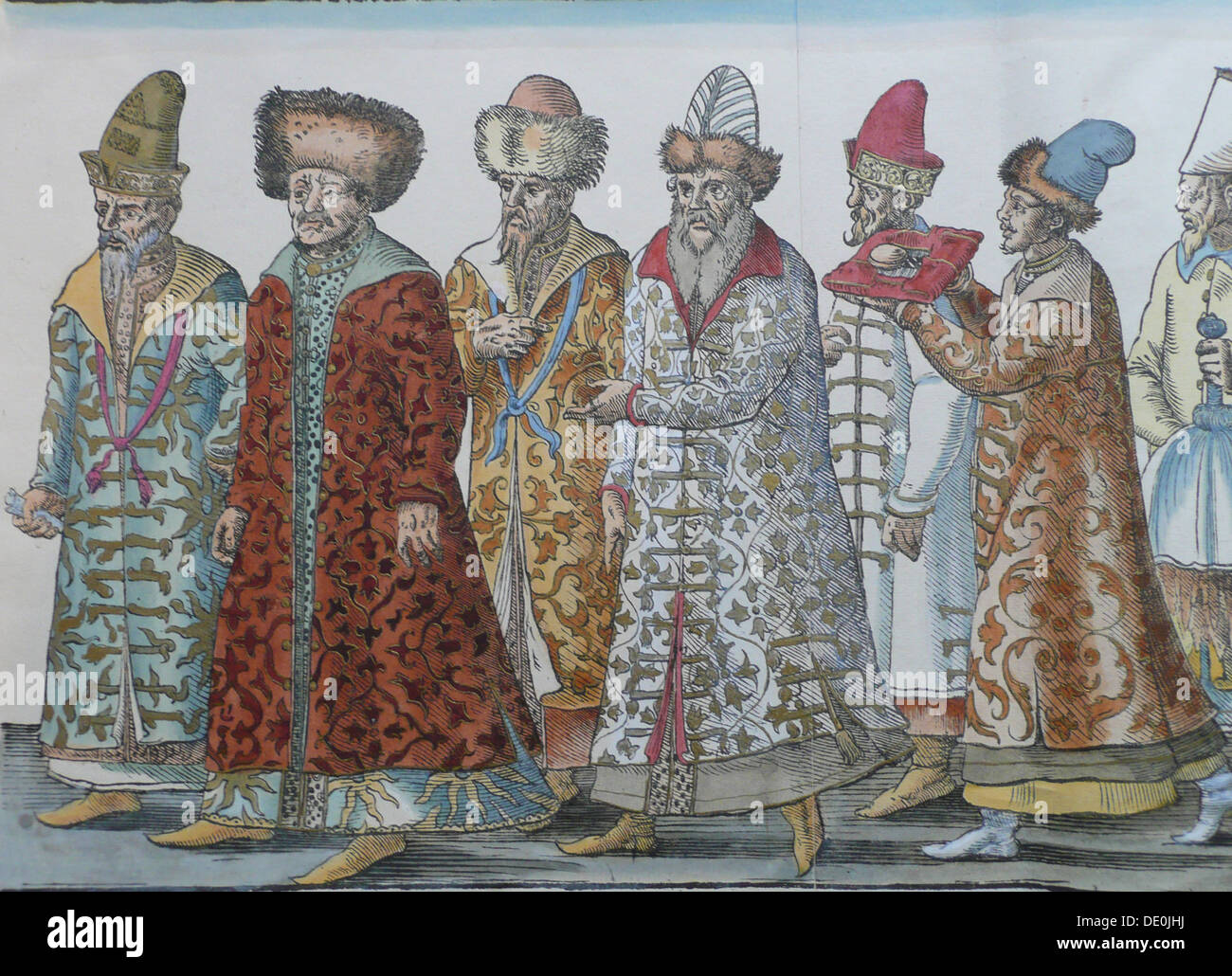 Ritratto di monarchi di Mosca Ivan III, Vassili III Ivanovich, Ivan IV di Russia e entourage. Artista: Anonimo Foto Stock