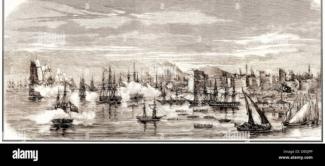 La battaglia di Sinop il 30 novembre 1853, metà del XIX sec.. Artista: Anonimo Foto Stock