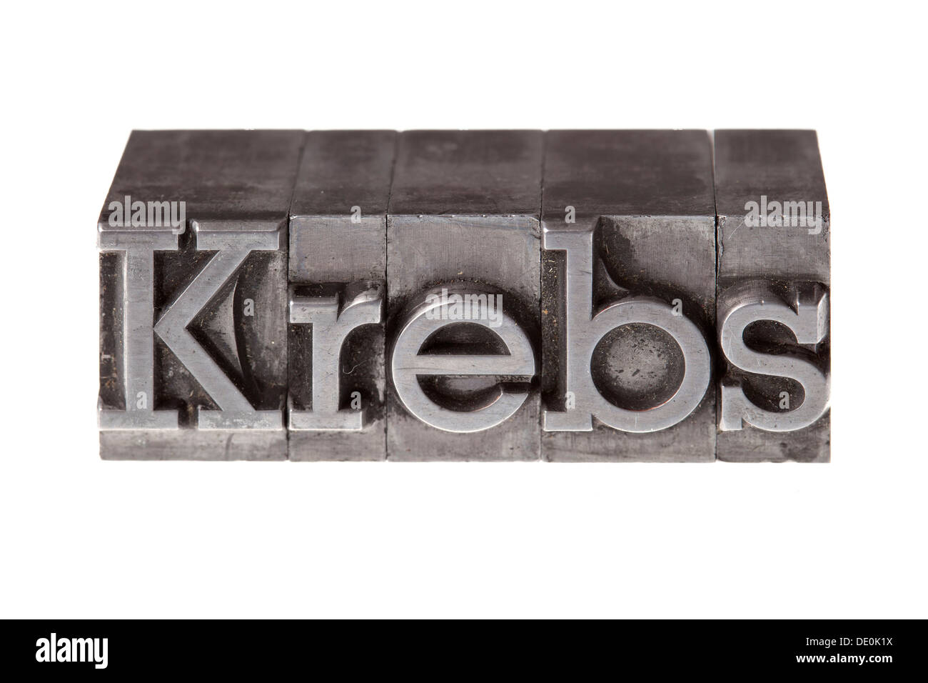 Vecchio portano lettere che compongono la parola "' Krebs, tedesco per il cancro Foto Stock