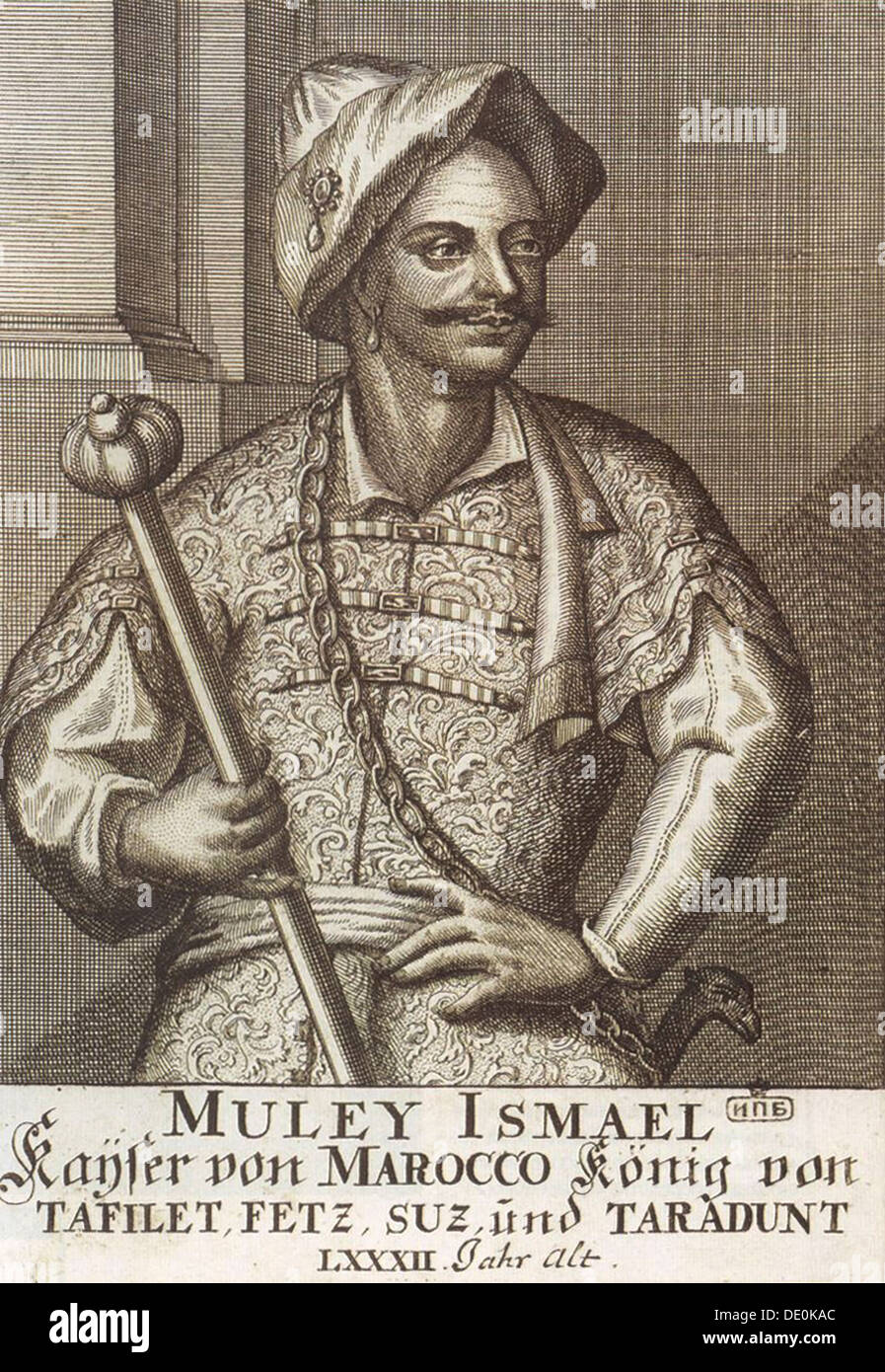 Moulay Ismaïl Ibn Sharif, Re del Marocco, 1726. Artista: Anonimo Foto Stock