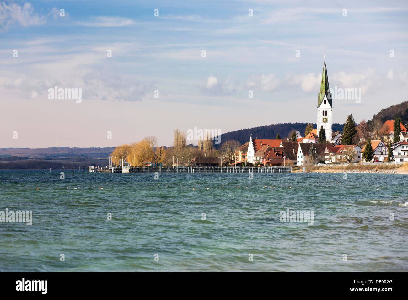 Maltempo su una giornata invernale e in Sipplingen sul Lago di Costanza Foto Stock