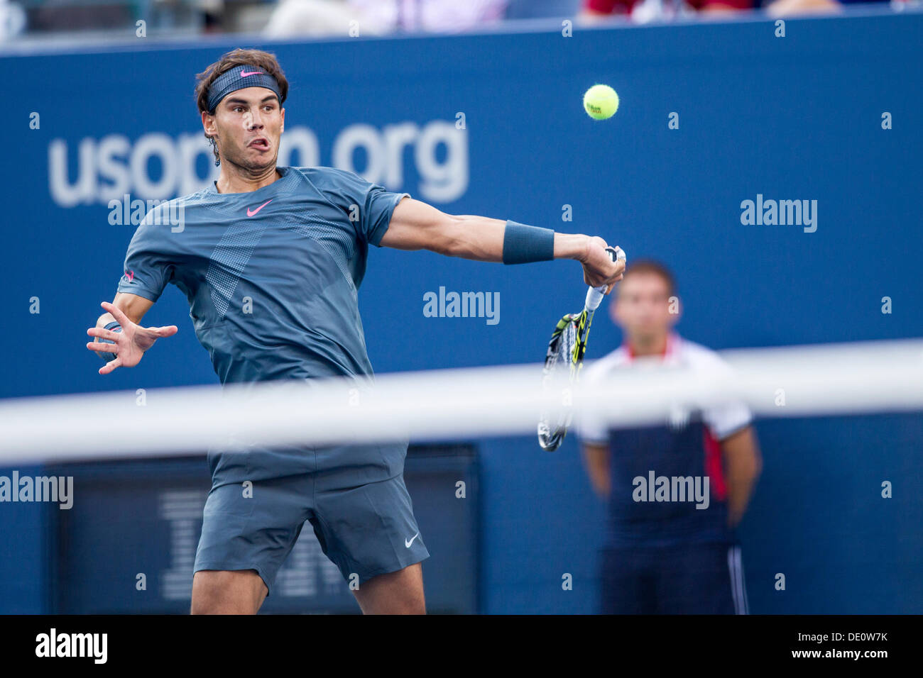 Il lavaggio Meadows-Corona Park, Queens, a New York, settembre 09, 2013 Rafael Nadal (ESP) vince la sua XIII Grand Slam sceglie il titolo ai 2013 US Open Tennis Championships Credito: NCP Fotografia/Alamy Live News Foto Stock