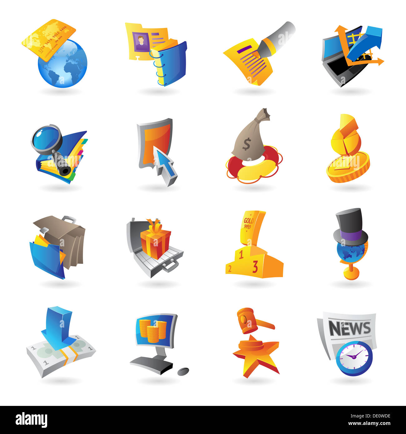 Icone per affari e finanza. Foto Stock