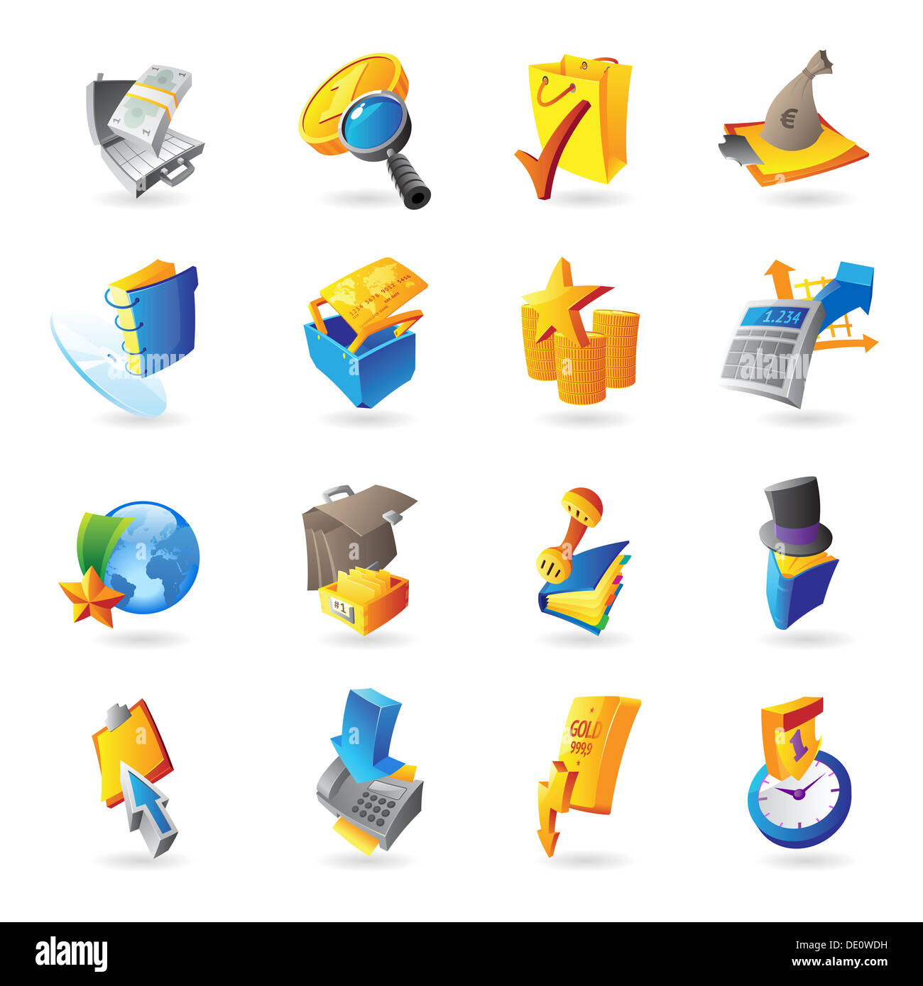 Icone per affari e finanza. Foto Stock